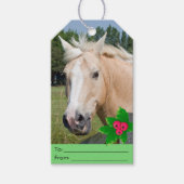 Christmas Palomino Horse & Holly Paper Label Cadeaulabel (Voorkant)