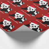 Christmas Panda Beer Custom Rood Cadeaupapier (Hoek)