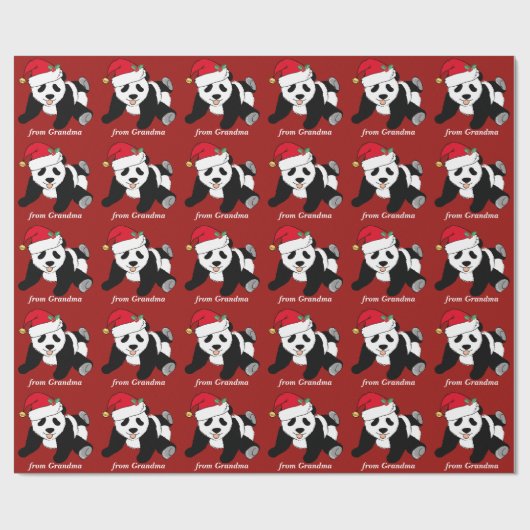 Christmas Panda Beer Custom Rood Cadeaupapier (Vlak)