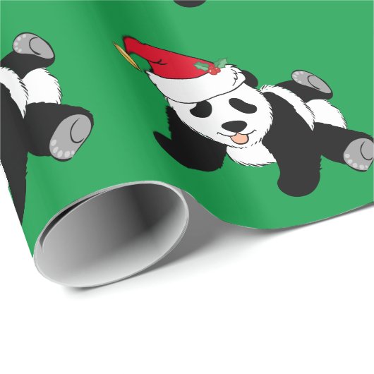 Christmas Panda Beer Groen Cadeaupapier (Rol Hoek)