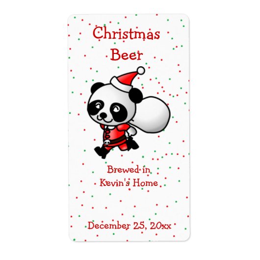 Christmas Panda Beer Mini Bierlabel Etiket (Voorkant)