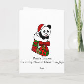 Christmas Panda Cartoon kous Feestdagen Kaart (Achterkant)