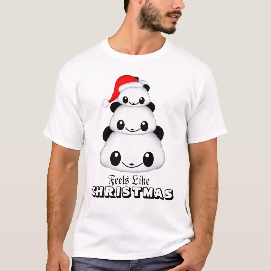 Christmas Panda Mannen basic T-shirt (Voorkant)
