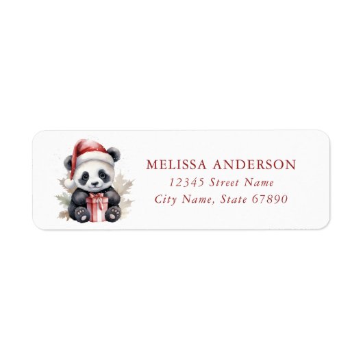 Christmas Panda retour adreslabels Etiket (Voorkant)