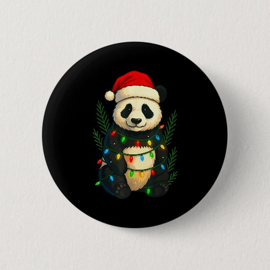 Christmas Panda Ronde Button 5,7 Cm (Voorkant)