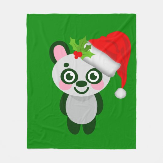 christmas panda santa claus fleece deken (Voorkant)