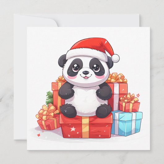 Christmas Panda Wenskaart Feestdagenkaart (Voorkant)