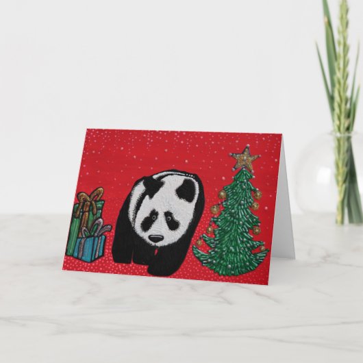 Christmas Panda Wenskaarten Feestdagen Kaart (Voorkant)