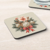 Christmas Panettone Arrangement Bier Onderzetter (Linkerzijde)