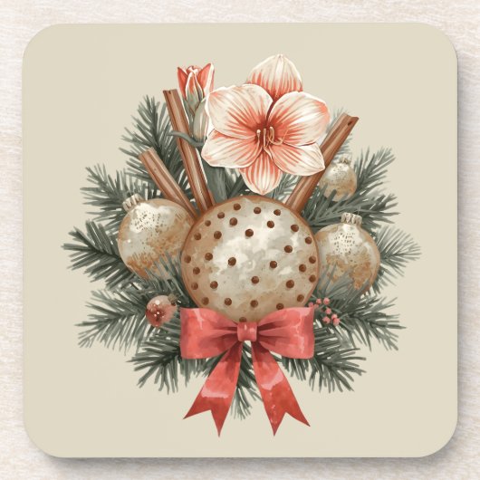 Christmas Panettone Arrangement Bier Onderzetter (Voorkant)