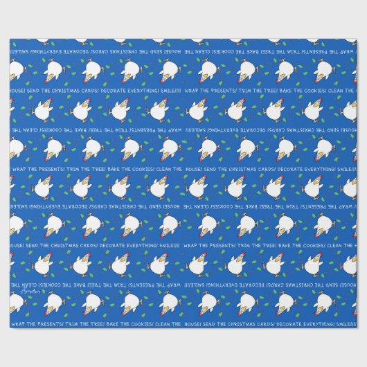 CHRISTMAS PANIC CHICKEN 2 van Sandra Boynton Cadeaupapier (Zoom)