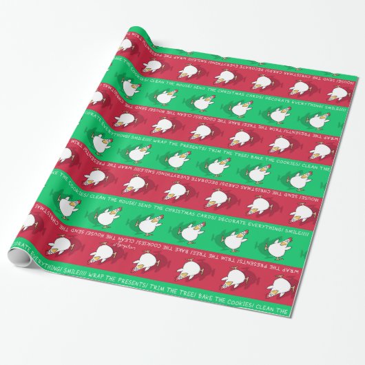 CHRISTMAS PANIC CHICKEN by Sandra Boynton Cadeaupapier (Uitgerold)
