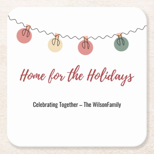 Christmas Paper Coaster with Playful Holiday Icons Kartonnen Onderzetters (Voorkant)