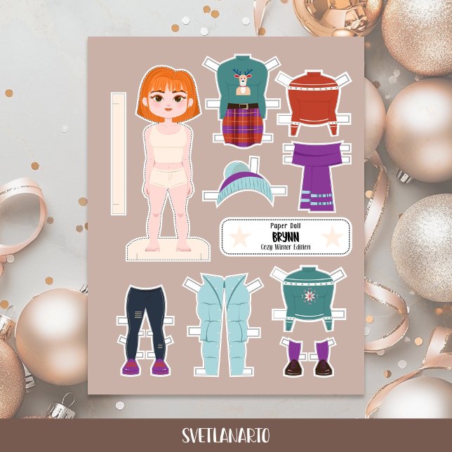 Christmas Paper Doll Redhead Girl Winter Outfits (Creator heeft geüpload)