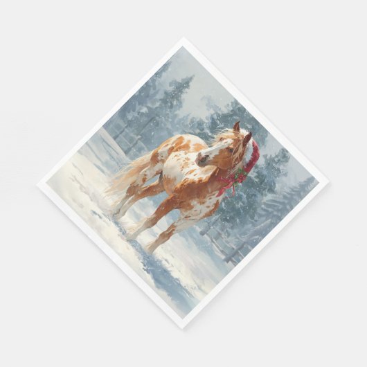 Christmas Paper Napkin/Beautiful Appalossa Horse Servet (Hoek)
