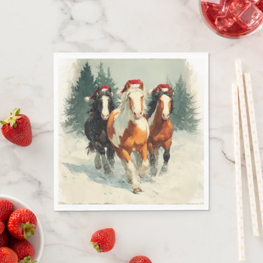 Christmas Paper Napkin/Beautiful Galloping Horses  Servet (Insitu)