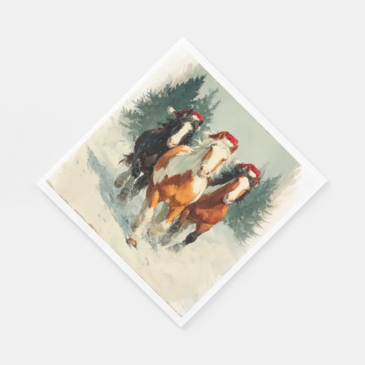 Christmas Paper Napkin/Beautiful Galloping Horses  Servet (Hoek)