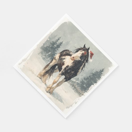Christmas Paper Napkin / Beautiful Paint Horse  Servet (Hoek)