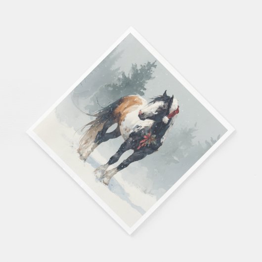 Christmas Paper Napkin / Beautiful Paint Horse  Servet (Hoek)