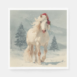 Christmas Paper Napkin / Beautiful white horse Servet