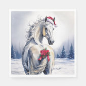 Christmas Paper Napkin / Beautiful white horse Servet (Voorkant)