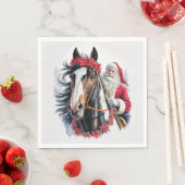 Christmas Paper Napkin Santa Riding a Paint Horse  Servet (Insitu)