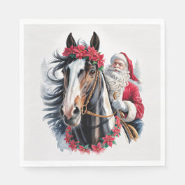 Christmas Paper Napkin Santa Riding a Paint Horse  Servet