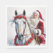 Christmas Paper Napkin Santa Riding a White Horse Servet (Voorkant)