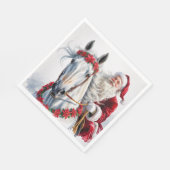Christmas Paper Napkin Santa Riding a White Horse Servet (Hoek)