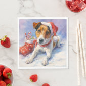 Christmas Paper Napkin with adorable Jack Russel Servet (Insitu)