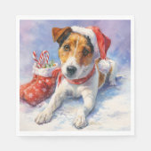 Christmas Paper Napkin with adorable Jack Russel Servet (Voorkant)