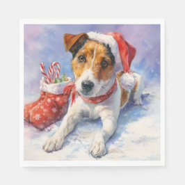 Christmas Paper Napkin with adorable Jack Russel Servet