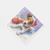 Christmas Paper Napkin with adorable Jack Russel Servet (Hoek)