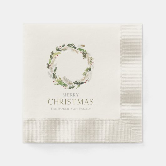 Christmas Paper Napkin with Greenery Wreath Servet (Voorkant)