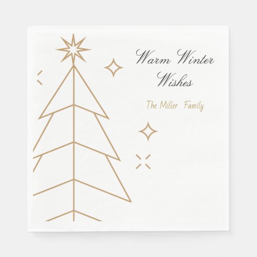 Christmas Paper Napkin with Minimalist Trees & Sno Servet (Voorkant)