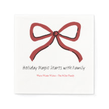 Christmas Paper Napkin with Trees & Hearts