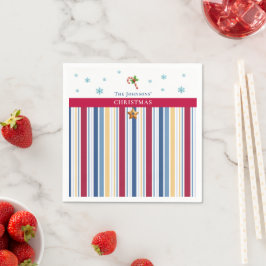 Christmas Paper Napkins – Blue, Red & Gold Stripes Servet