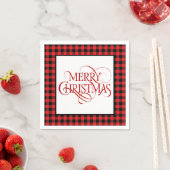 Christmas Paper Napkins Red & Black Buffalo Plaid Servet (Insitu)