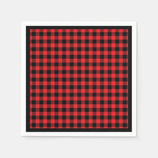 Christmas Paper Napkins Red & Black Buffalo Plaid Servet (Voorkant)