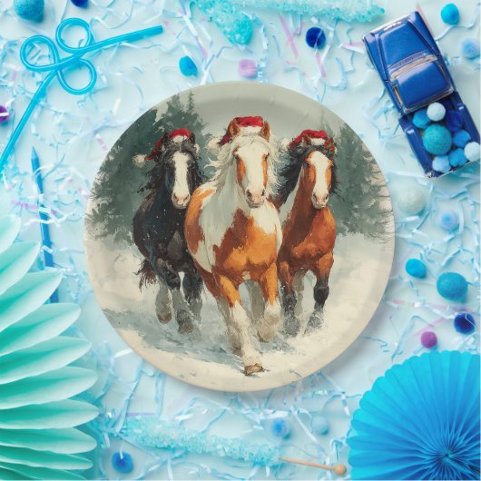 Christmas Paper Plate / Beautiful Galloping Horse  Papieren Bordje (Feest)