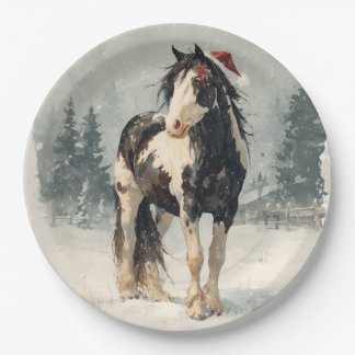 Christmas Paper Plate / Beautiful Paint Horse Papieren Bordje