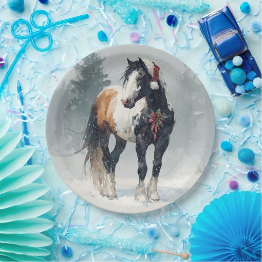 Christmas Paper Plate / Beautiful Paint Horse  Papieren Bordje (Feest)