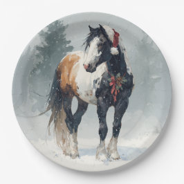 Christmas Paper Plate / Beautiful Paint Horse  Papieren Bordje