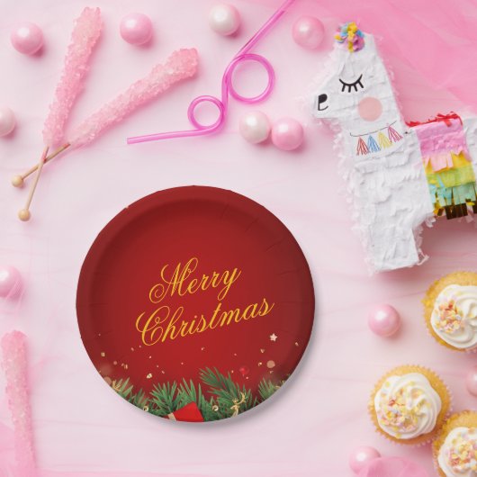 Christmas Paper Plate – Festive Holiday Tableware Papieren Bordje (Feest)