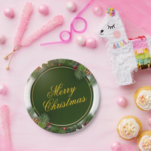 Christmas Paper Plate – Festive Holiday Tableware Papieren Bordje (Feest)