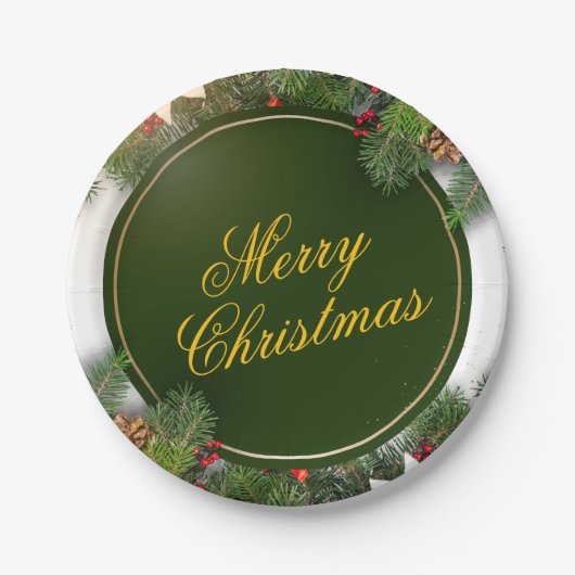 Christmas Paper Plate – Festive Holiday Tableware Papieren Bordje (Voorkant)