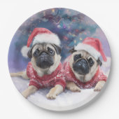 Christmas Paper Plate for pug lovers Papieren Bordje (Voorkant)