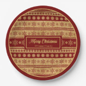 Christmas Paper Plates Elegant Red Gold Holiday Papieren Bordje (Voorkant)