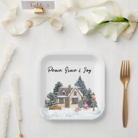 Christmas Paper Plates Papieren Bordje (Huwelijk)