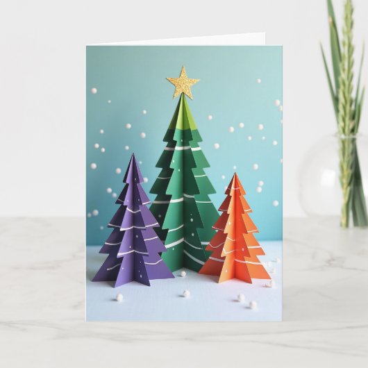 Christmas Paper Trees Card Kaart (Voorkant)